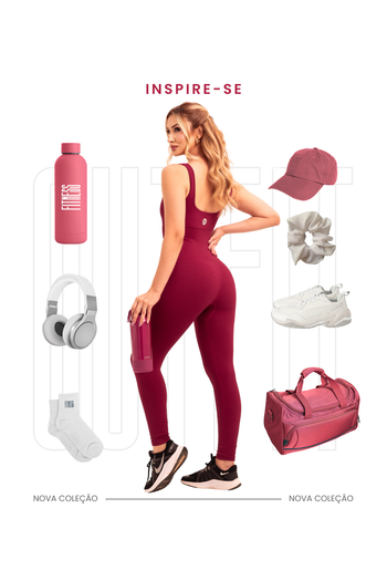 Macacão Longo Seamless Poliamida Mayfair Wellness Marsala Desejo