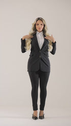Blazer Manga Longa Tecido Montaria Preto