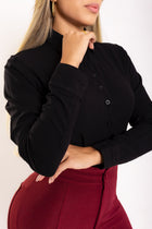 Camisa Versatile Manga Longa em Viscolinho Preta